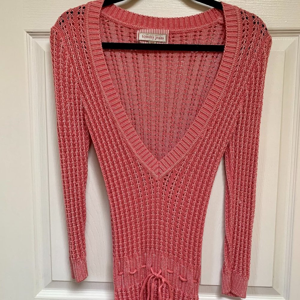 Tommy Jeans Pink Sweater with Drawstring